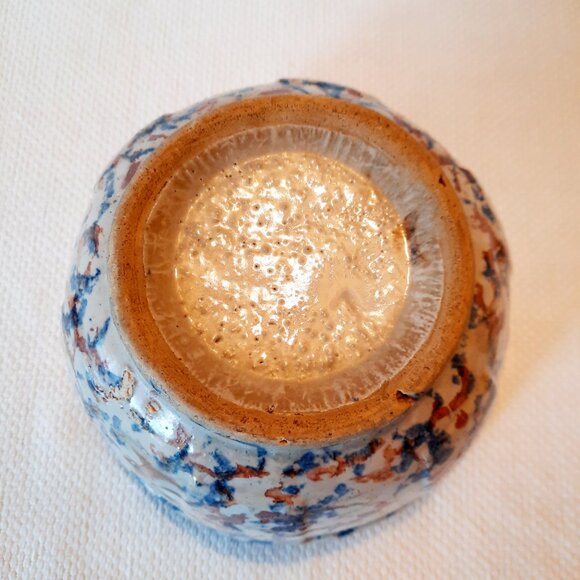 Iconic Spongeware Bowl in Mottled Blue and Brown, 7 1/2" W, 4 1/2" T - Picture 2 of 4